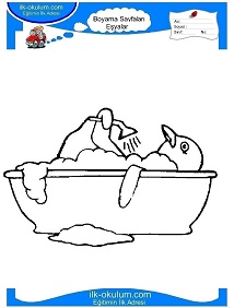 Çocuklar İçin Küvet-Banyo Boyama Sayfaları 